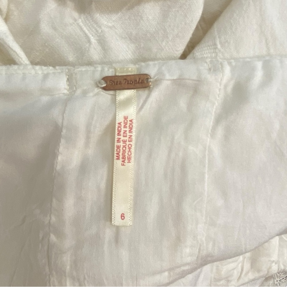 Free People NEW Ivory Tie Back Cotton Ezra Midi Dress NWT Size 6 - Picture 7 of 14